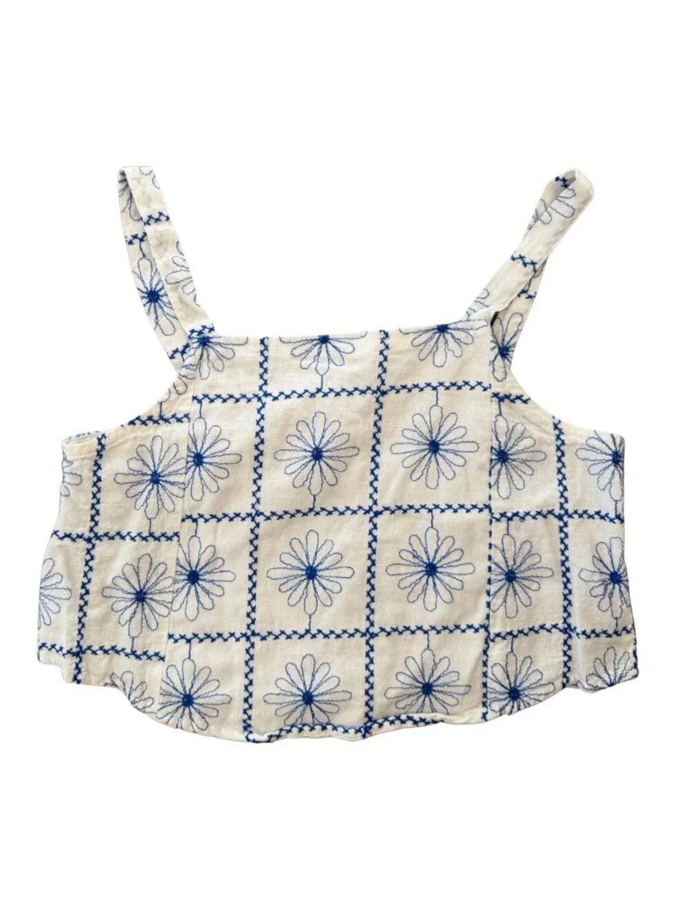 Zara Kids Girls 13–14 2-Pc Floral Embroidered Crop Top Capri Pants Set